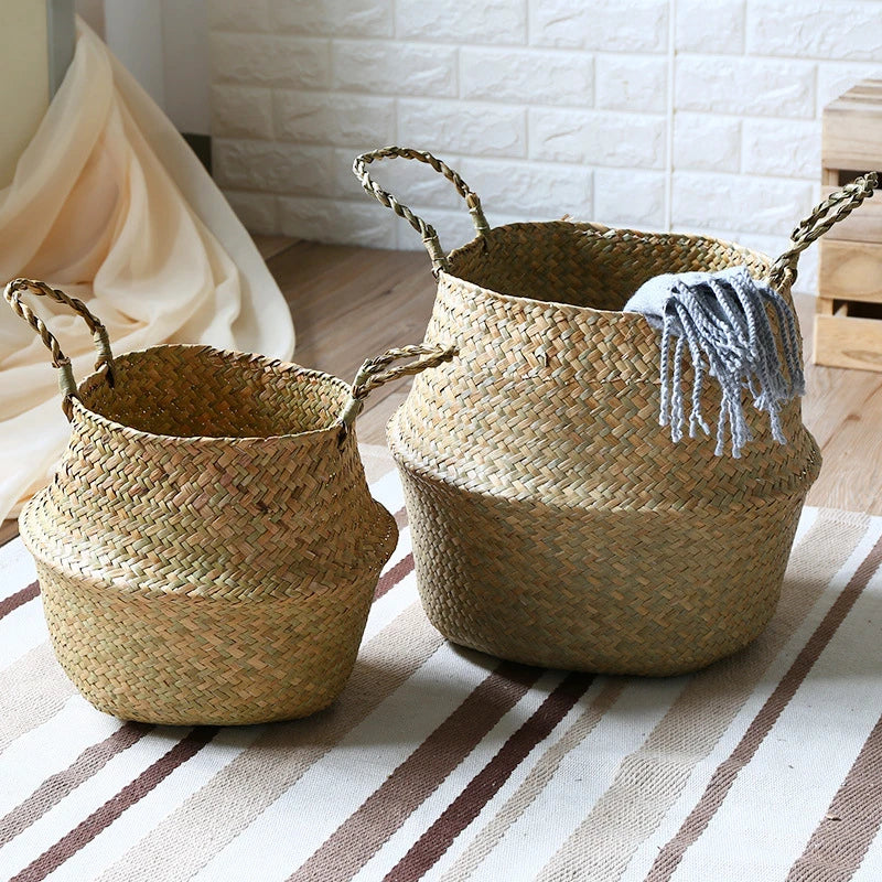 Seagrass Basket Planter, Woven Belly Basket