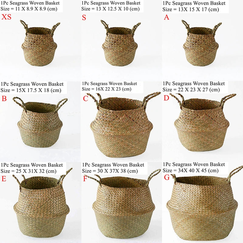 Seagrass Basket Planter, Woven Belly Basket