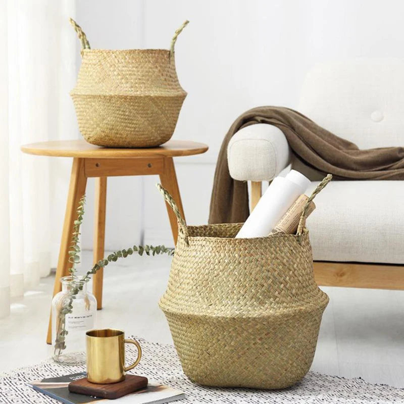 Seagrass Basket Planter, Woven Belly Basket