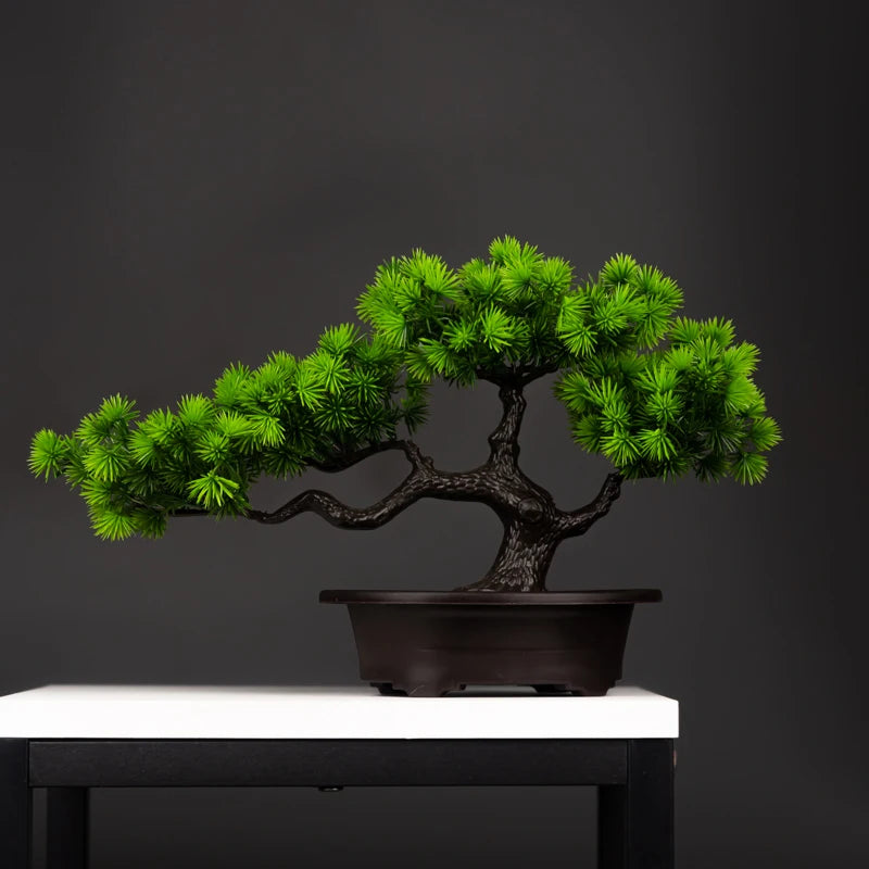 Faux Pine Bonsai, Potted Artificial Bonsai Tree