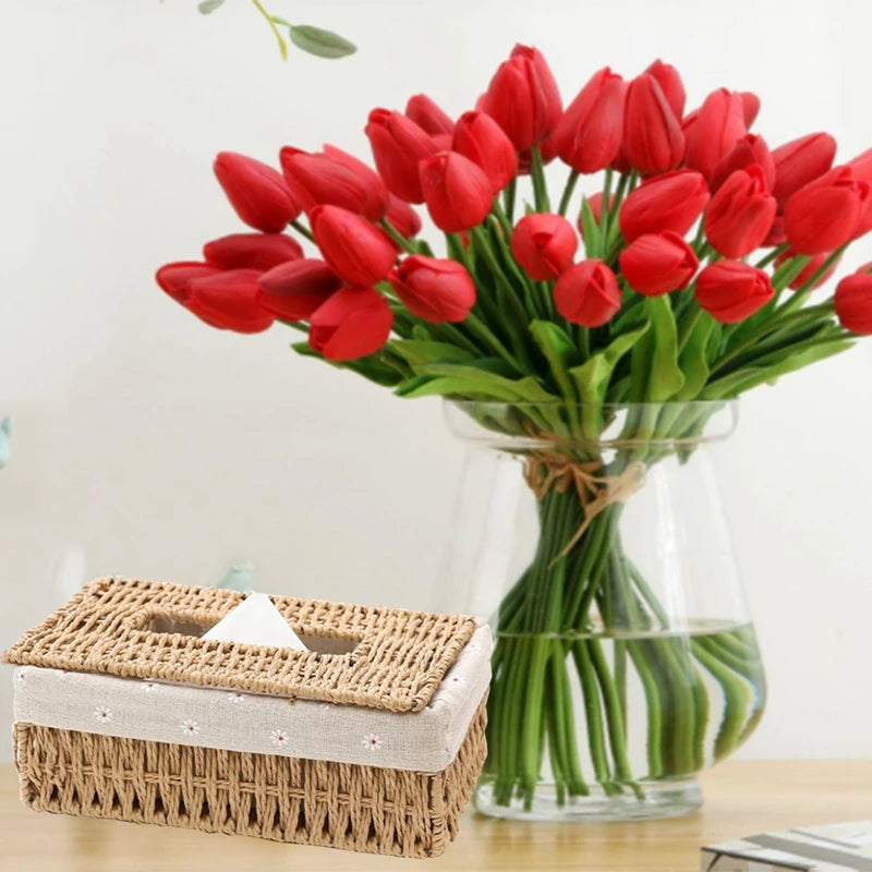 Handwoven Rattan Tissue Box, Natural Tissue Cover