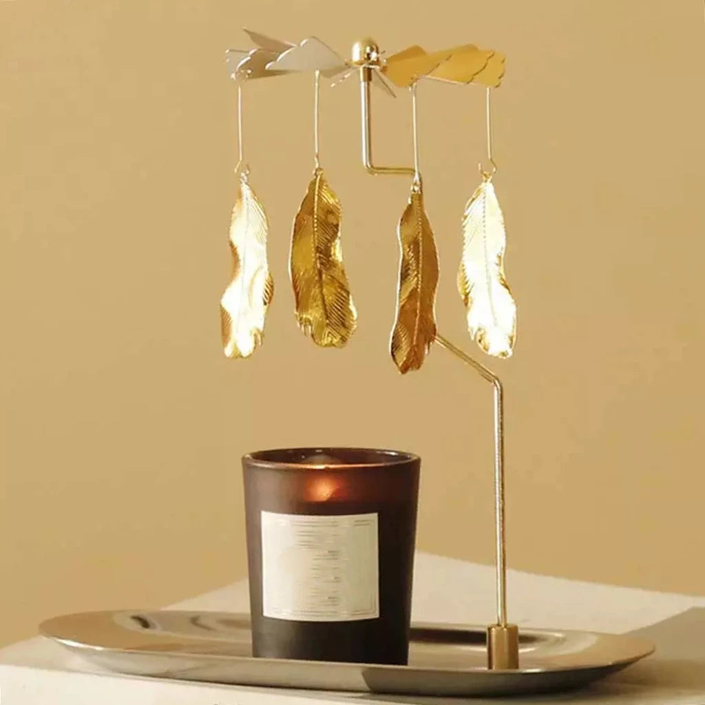 Spinning Candle Carousel, Gold Christmas Tealight Holder