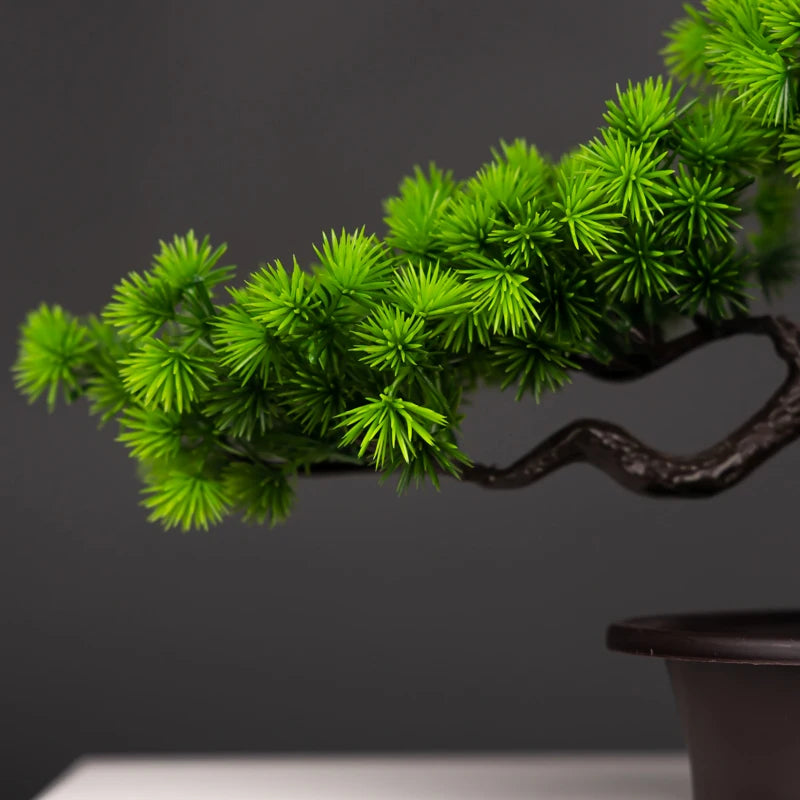 Faux Pine Bonsai, Potted Artificial Bonsai Tree