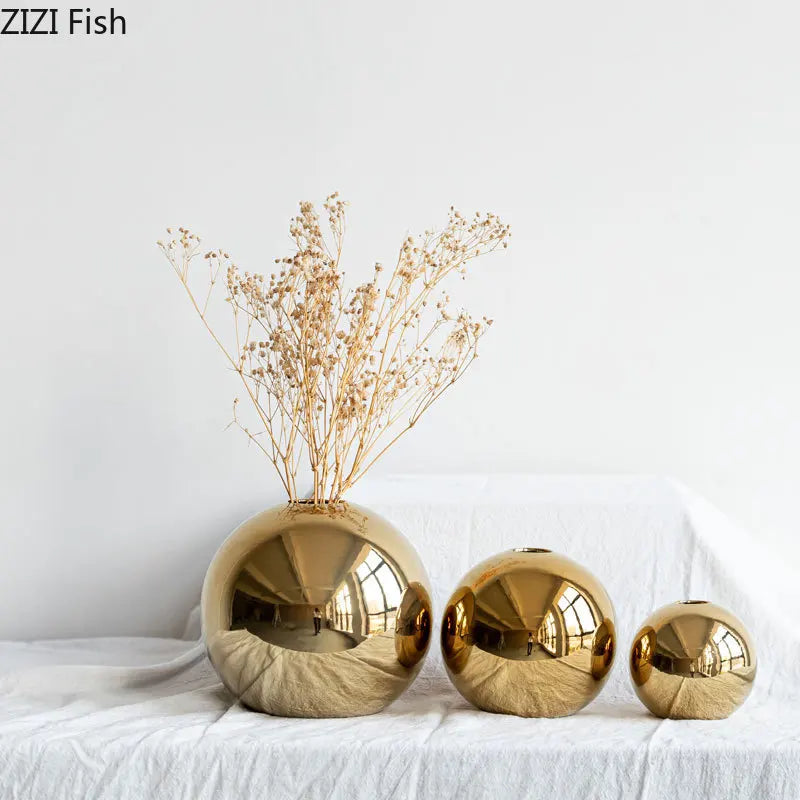 Gold Sphere Ceramic Vase product photo 2