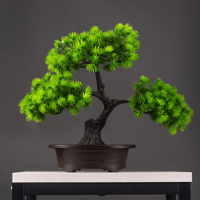 Faux Pine Bonsai, Potted Artificial Bonsai Tree