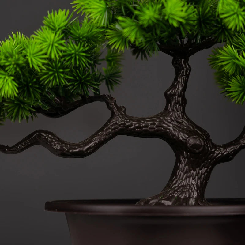 Faux Pine Bonsai, Potted Artificial Bonsai Tree