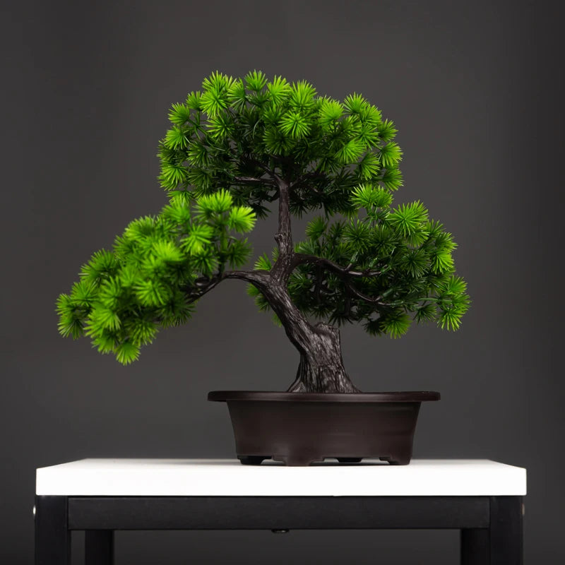 Faux Pine Bonsai, Potted Artificial Bonsai Tree