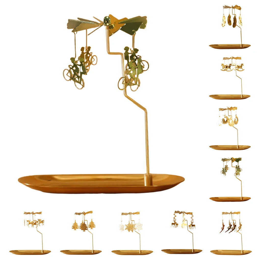 Spinning Candle Carousel, Gold Christmas Tealight Holder