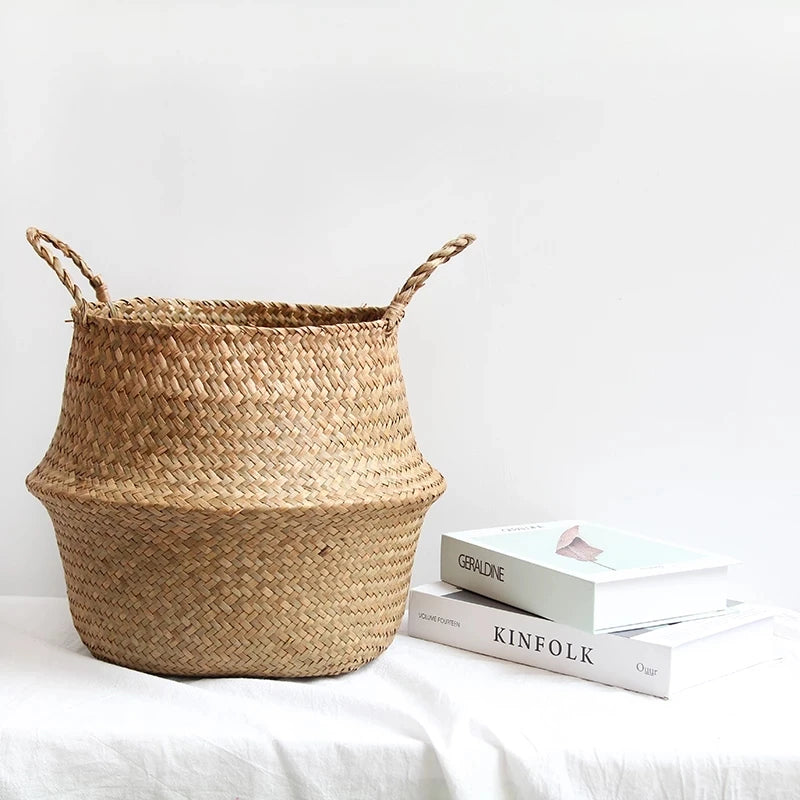 Seagrass Basket Planter, Woven Belly Basket