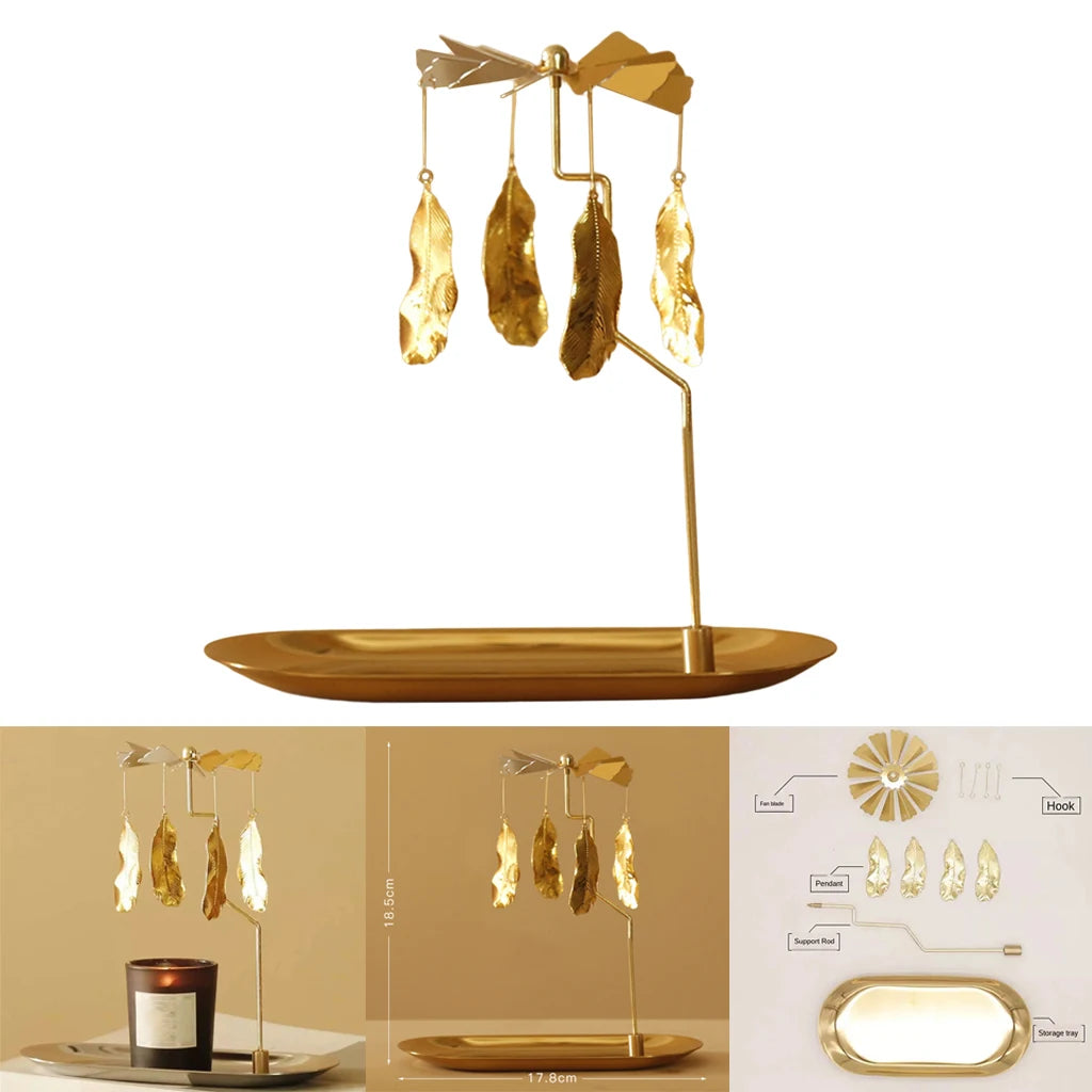 Spinning Candle Carousel, Gold Christmas Tealight Holder