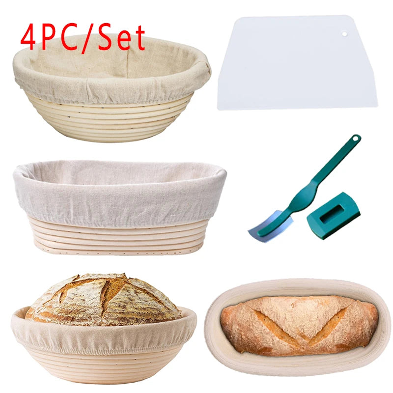 Sourdough Banneton Set, Rattan Proofing Basket Kit