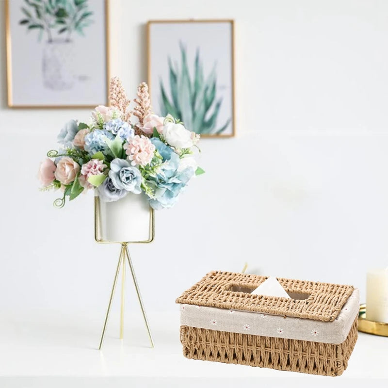 Handwoven Rattan Tissue Box, Natural Tissue Cover