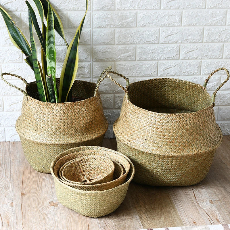 Seagrass Basket Planter, Woven Belly Basket