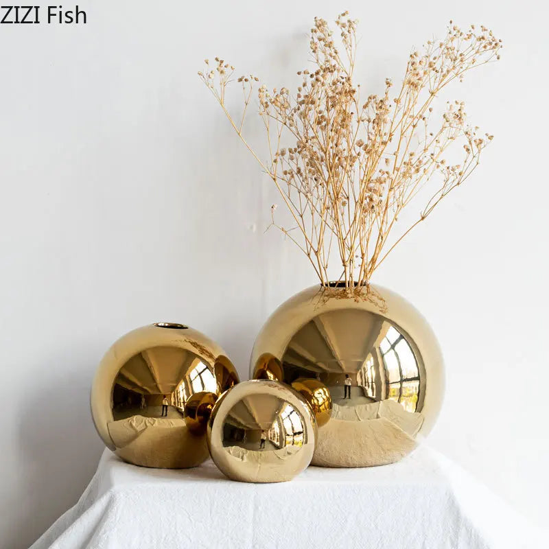 Gold Sphere Ceramic Vase product photo 1