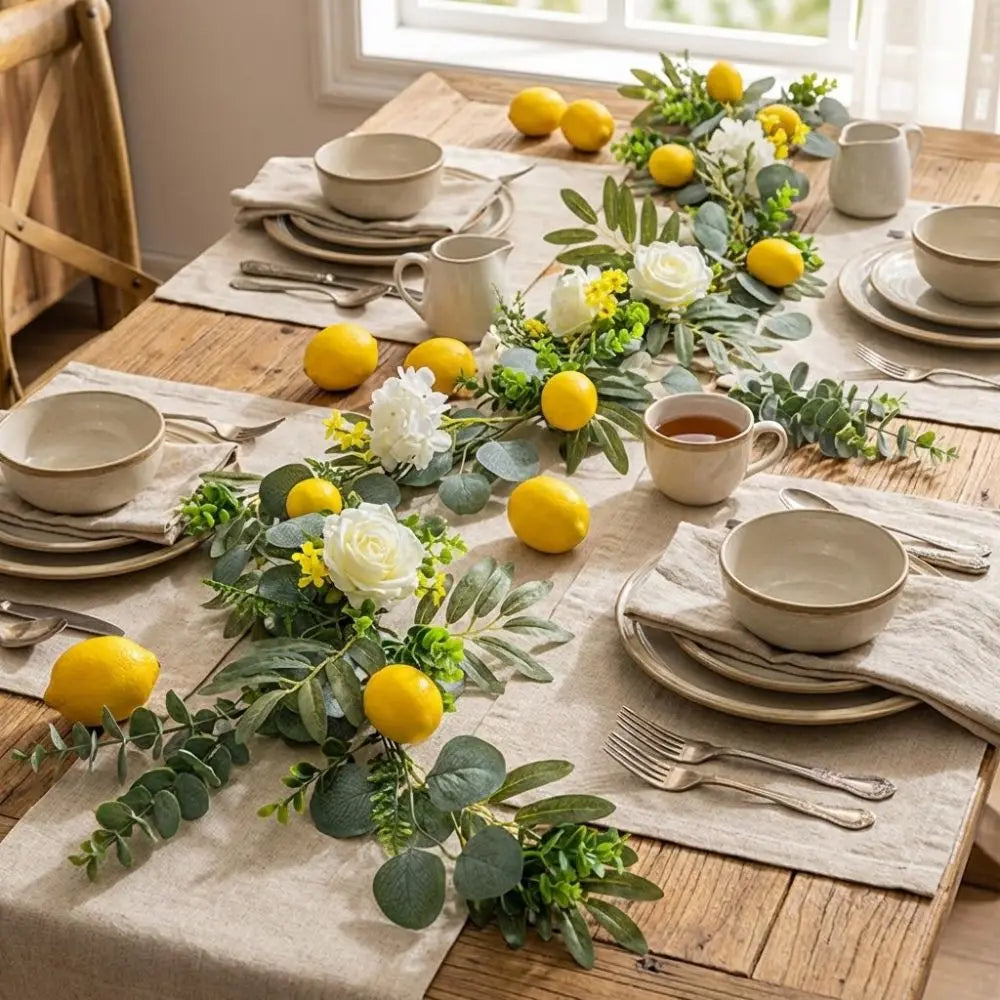 Lemon & Eucalyptus Garland, Faux Greenery Vine