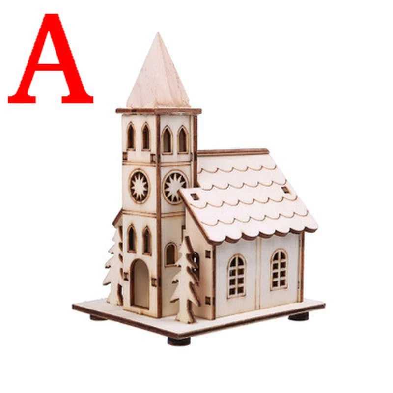 Lighted Wooden Christmas House, LED Church, Cottage or Chalet