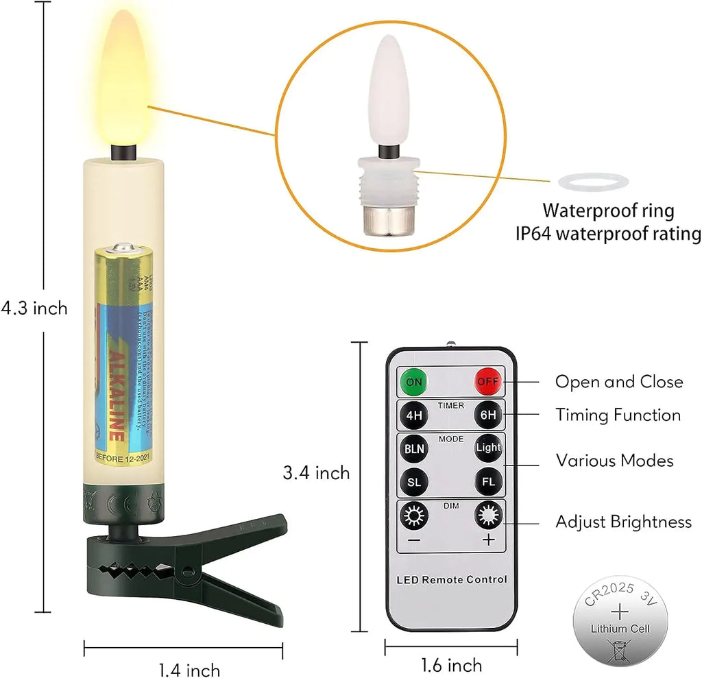 Clip-On Christmas Tree Candles, LED Taper Candles with Remote (10 Pack)