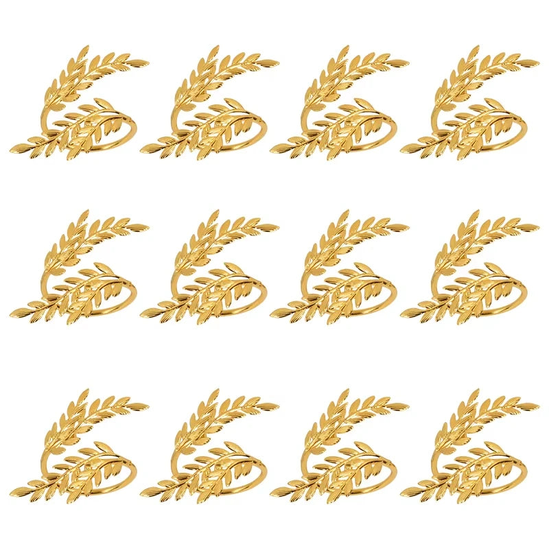 Gold Leaf Napkin Rings, Set of 6 or 12