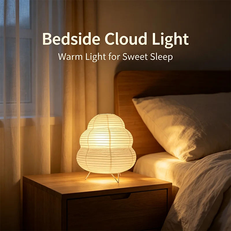 Rice Paper Lantern Lamp, Japanese Tripod Table Lamp