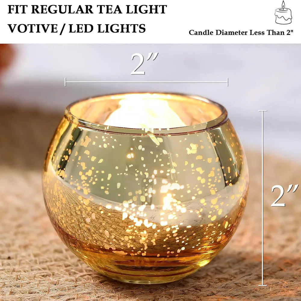 Mercury Glass Votive Holders, Gold Speckled Tealight Cups