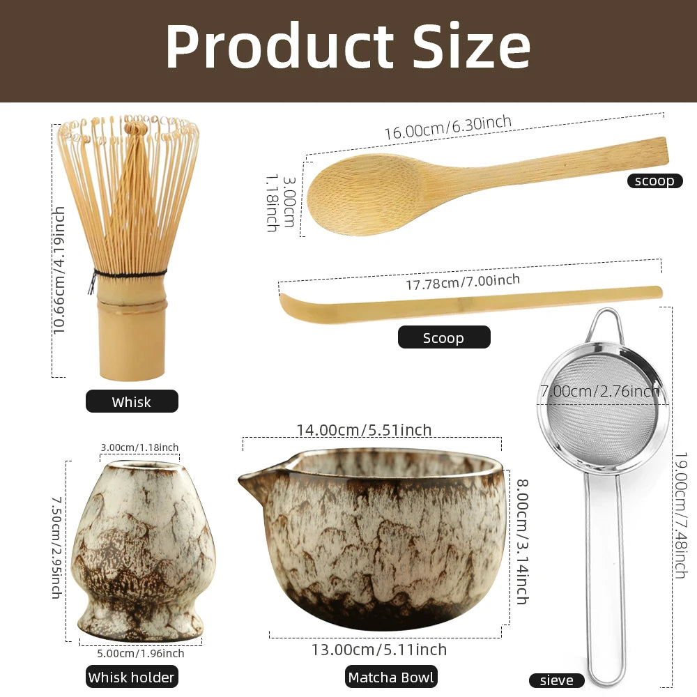 Japanese Matcha Tea Set, 6-Piece Bamboo Whisk Ceremony Kit