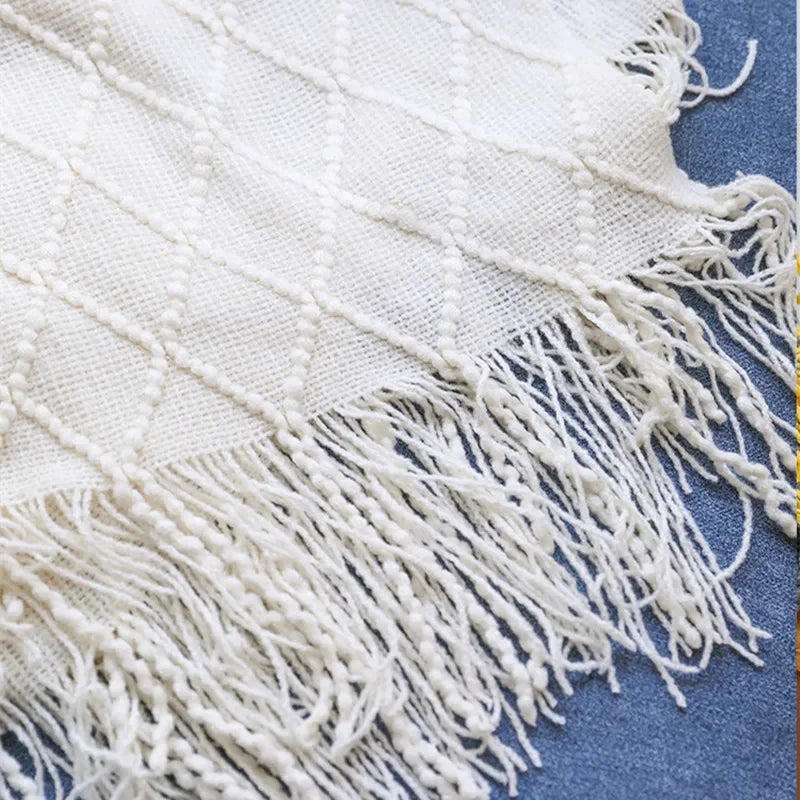 Textured Knit Tassel Throw Blanket product photo 5
