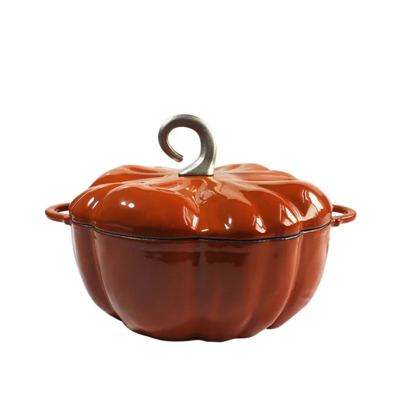 Pumpkin Dutch Oven, Enameled Cast Iron Pot (3.5 Qt)