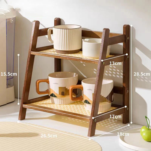 2-tier bamboo countertop shelf