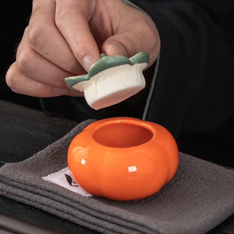 Persimmon Ceramic Jar, Lidded Candy & Tea Canister