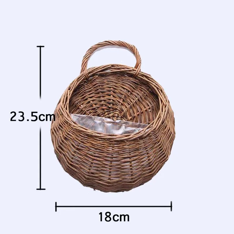 Rattan wall hanging flower basket