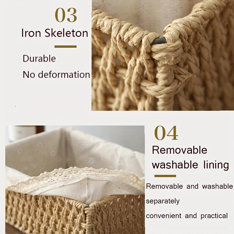 Lace Lined Rattan Storage Basket product photo 6