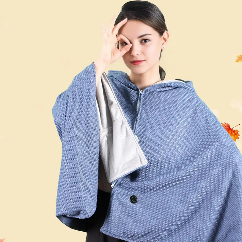 Heated Hooded Wrap, USB Warming Shawl Blanket