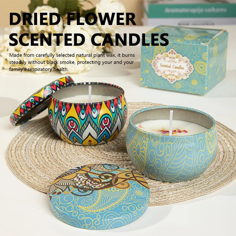 Vintage floral tin soy candle