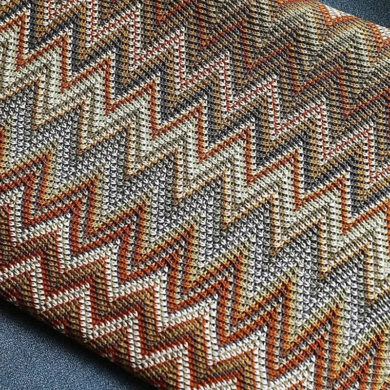 Boho Woven Throw Blanket with Tassels, Chevron Knit Couch Throw