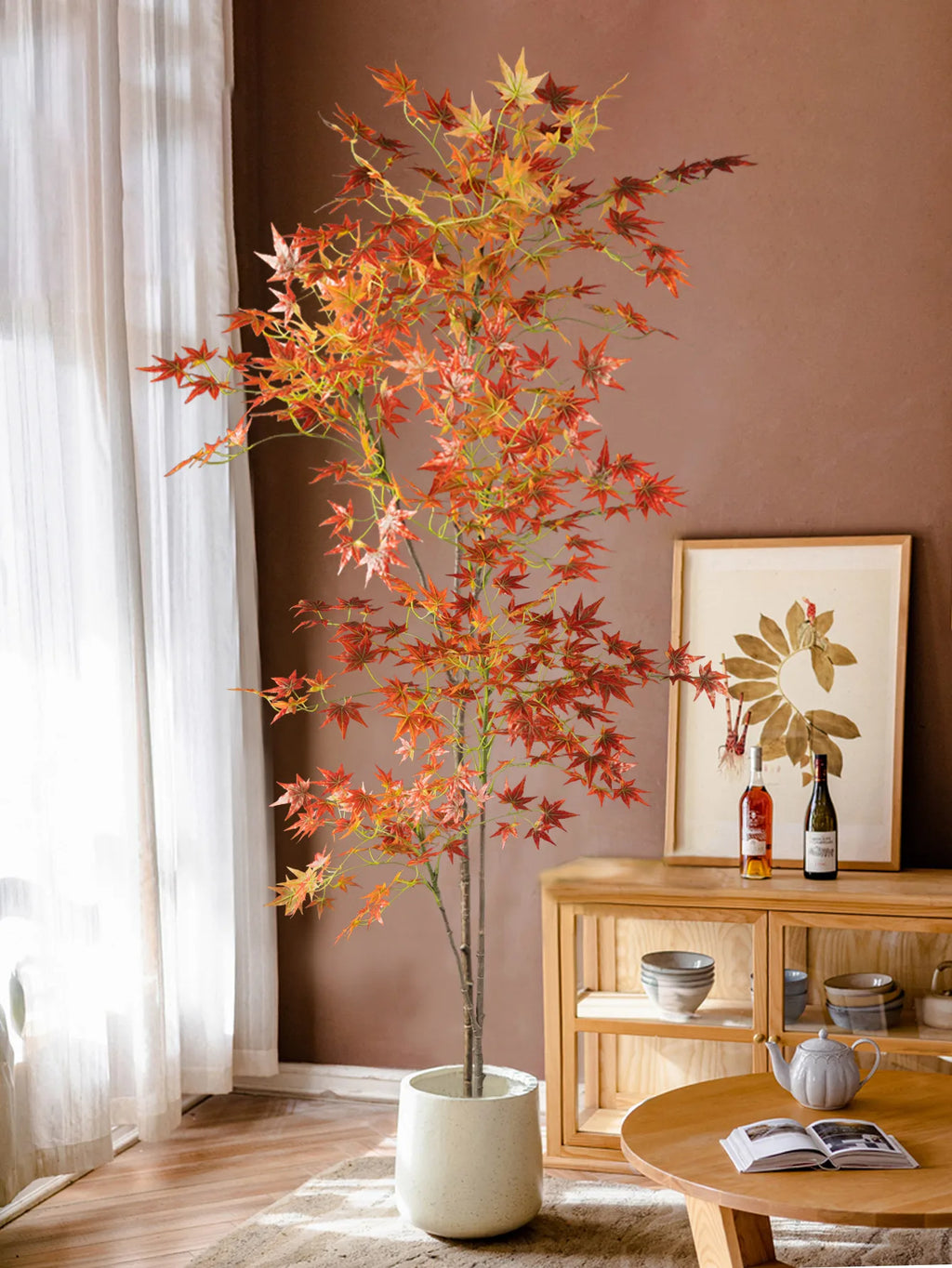 Artificial Red Japanese Maple, Faux Fall Maple Tree Branch