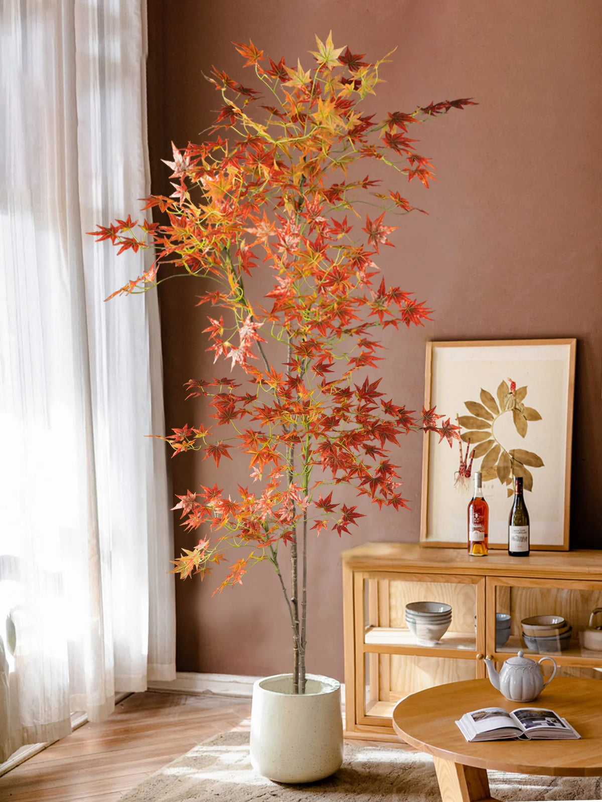 Artificial Red Japanese Maple, Faux Fall Maple Tree Branch