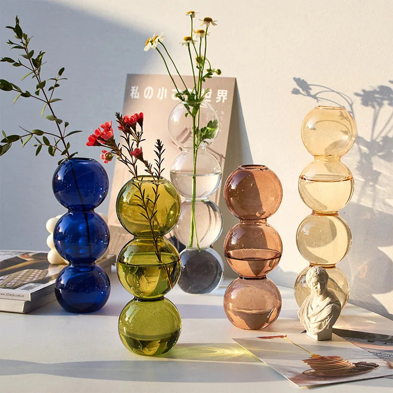 Bubble Glass Vase, Stacked Sphere Bud Vase