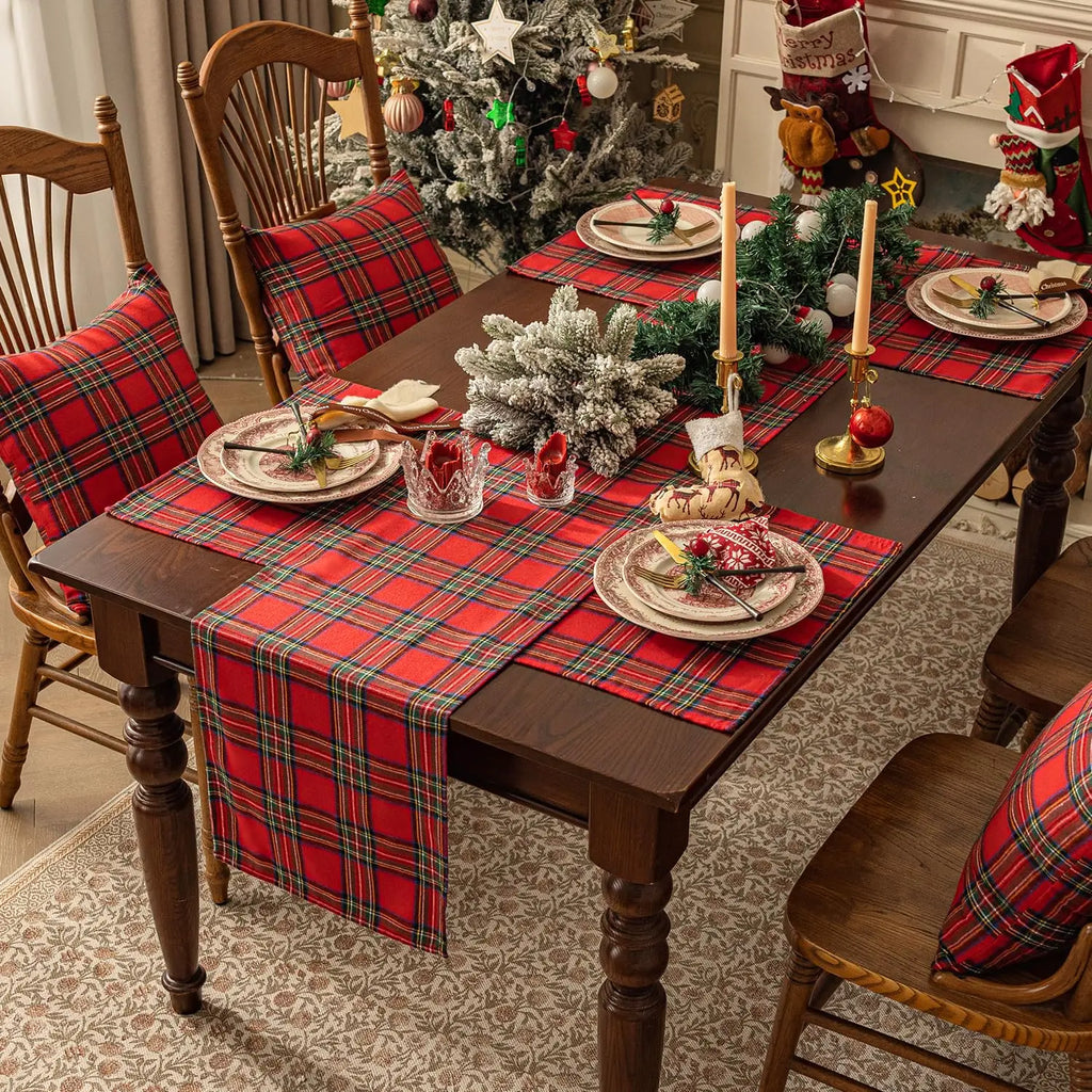 Christmas Tartan Table Runner, Red & Green Plaid Runner