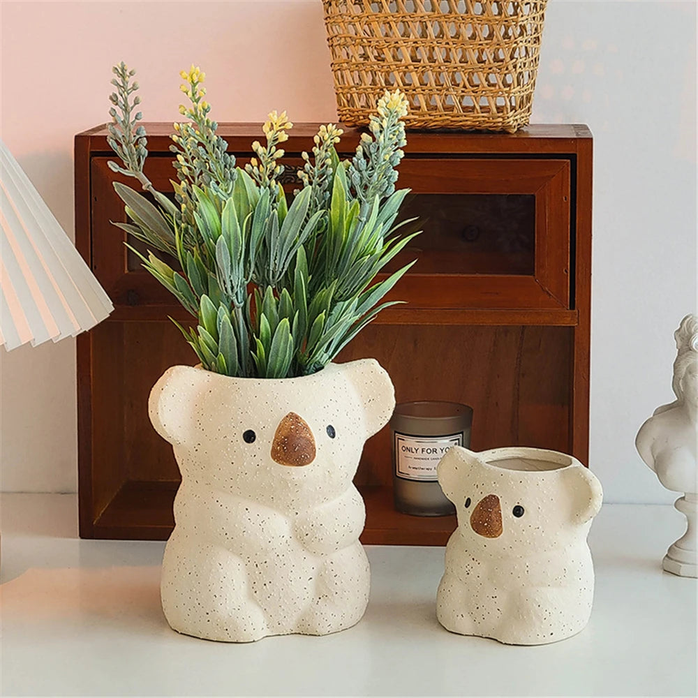 Koala Planter, Speckled Ceramic Succulent Pot