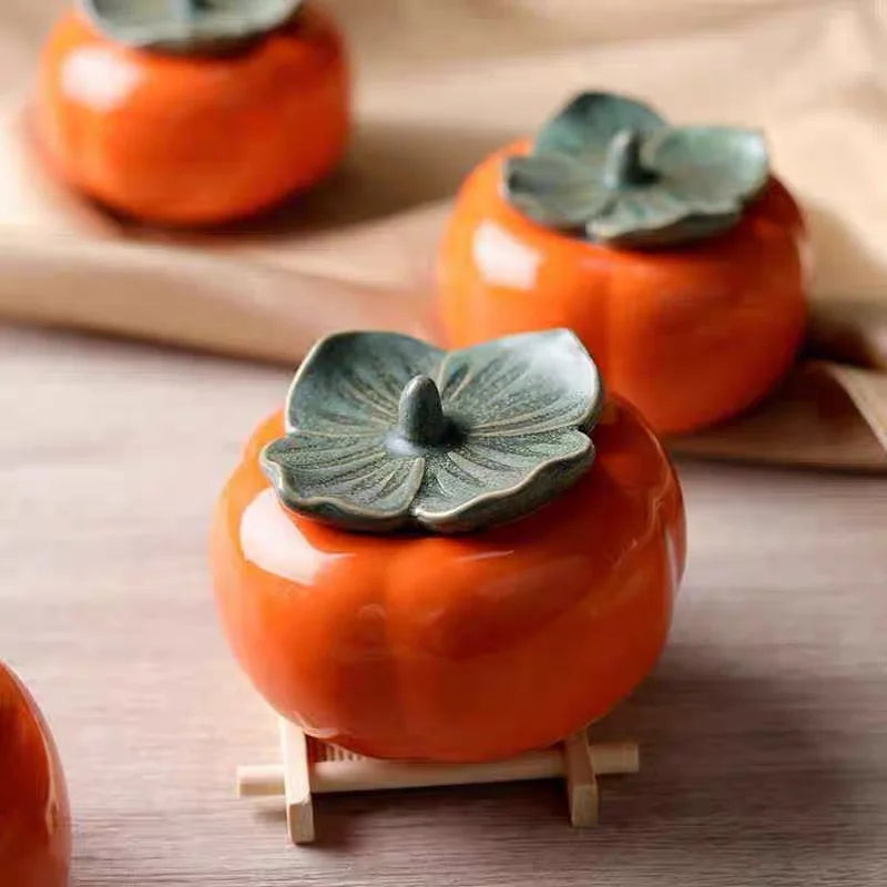 Persimmon Ceramic Jar, Lidded Candy & Tea Canister