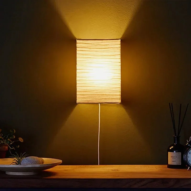 Paper Wall Lamp, Handmade Plug-In Paper Lantern Sconce