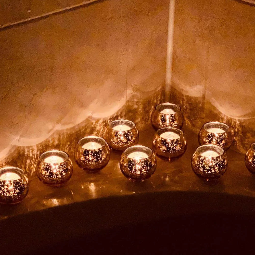 Mercury Glass Votive Holders, Gold Speckled Tealight Cups