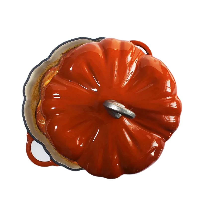 Pumpkin Dutch Oven, Enameled Cast Iron Pot (3.5 Qt)