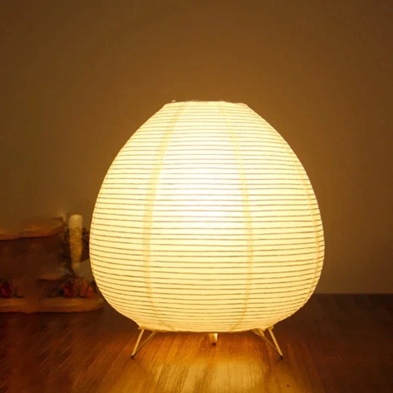 Rice Paper Lantern Lamp, Japanese Tripod Table Lamp