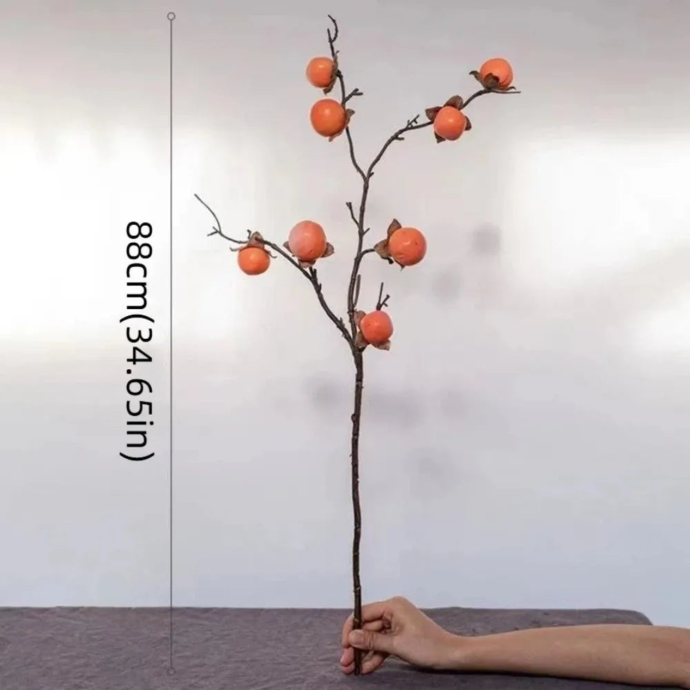 Faux Persimmon Branch, 88 cm Artificial Fall Fruit Stem