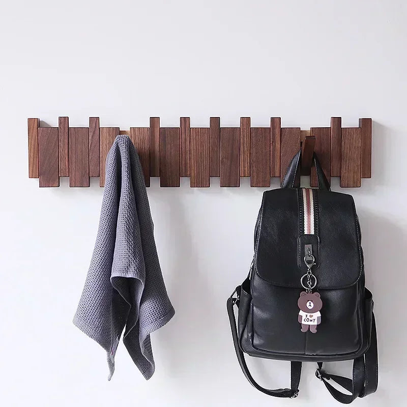 Piano Key Coat Rack, Solid Wood Flip-Down Wall Hooks