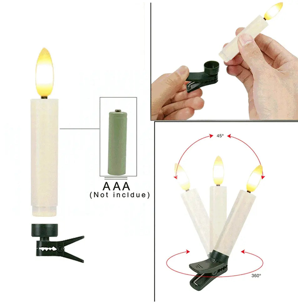 Clip-On Christmas Tree Candles, LED Taper Candles with Remote (10 Pack)