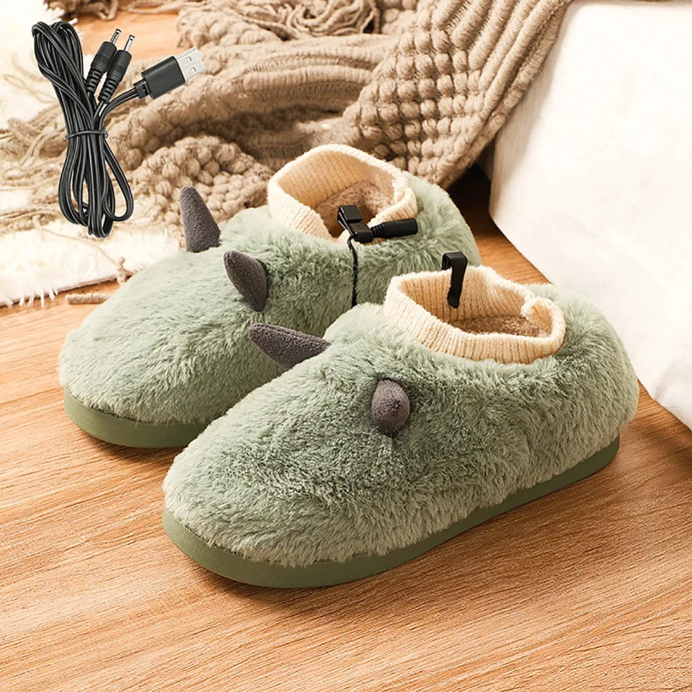 Heated Plush Slippers, USB Foot Warmer House Shoes