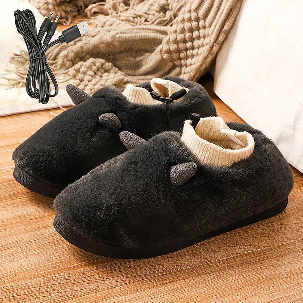 Heated Plush Slippers, USB Foot Warmer House Shoes