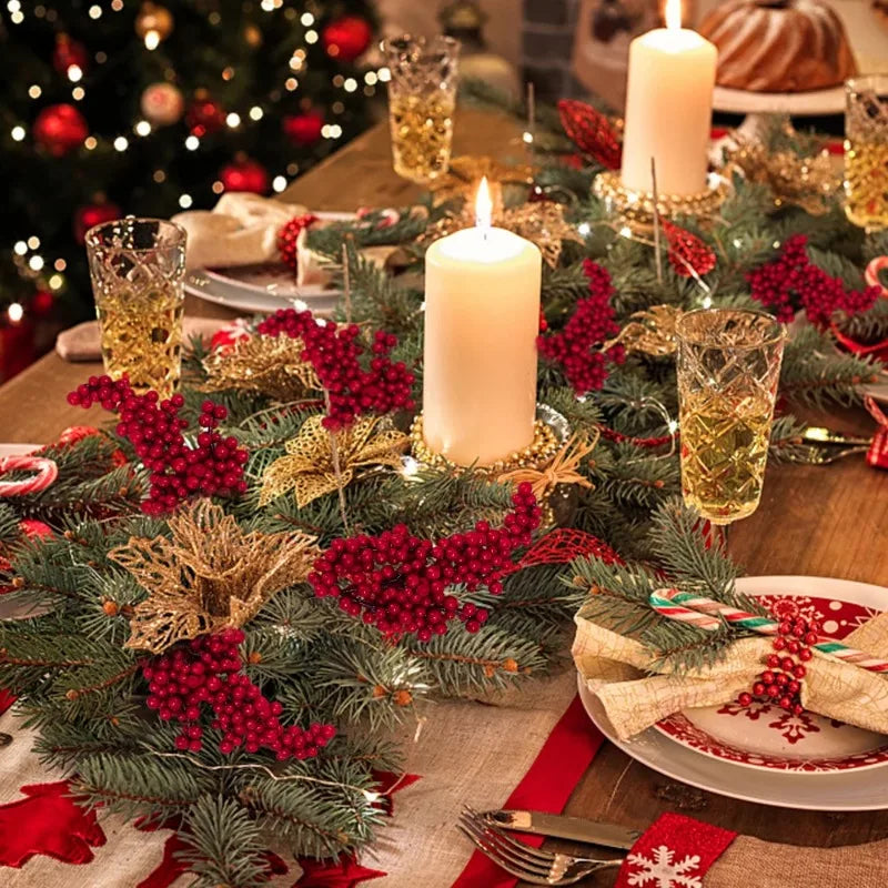 Red Holly Berry Stems, Faux Christmas Berry Picks